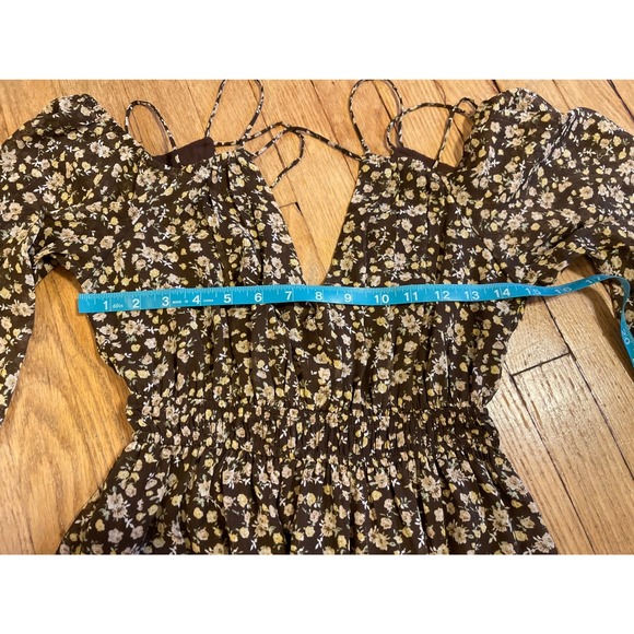 ASTR The Label Floral Print V Neck Smocked Waist Maxi Dress Womens XS Whimsy - Picture 5 of 11